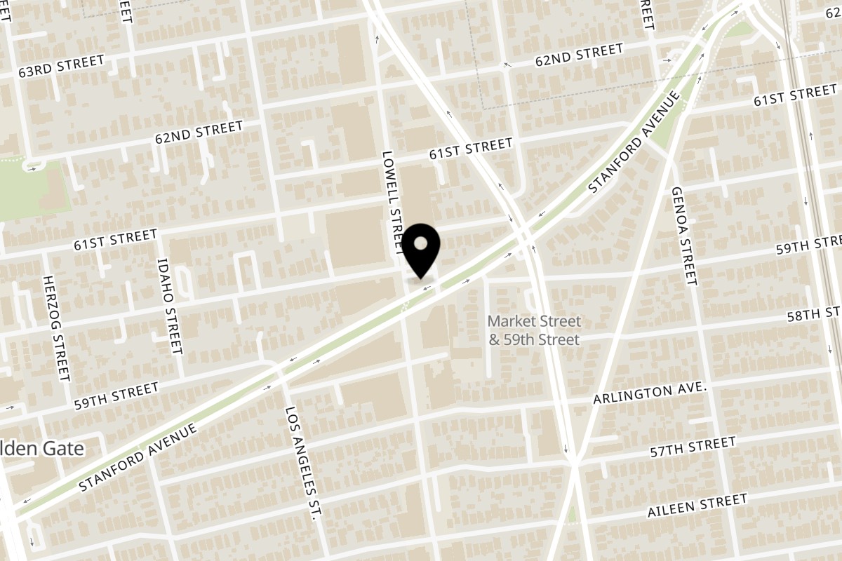 Map showing the location of Sideshow Kitchen on 942 Stanford Ave in Oakland